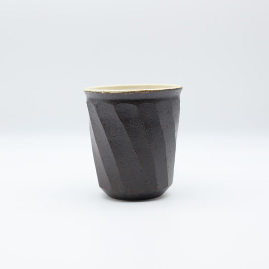 【小峰尚】黒釉面取湯呑