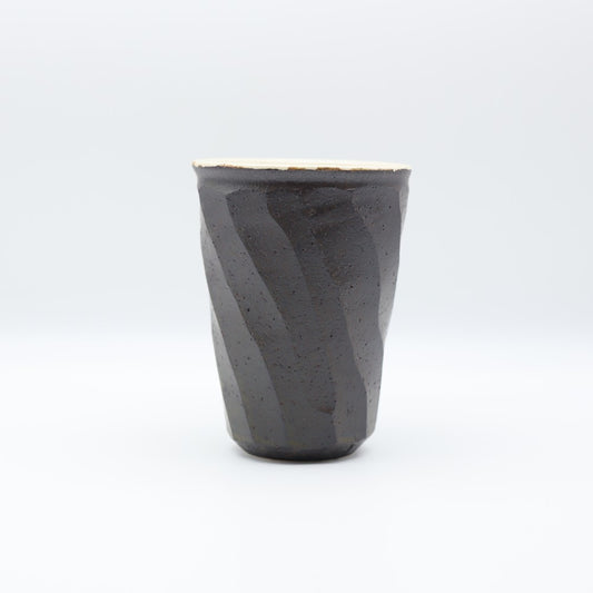 【小峰尚】黒釉面取フリーカップ