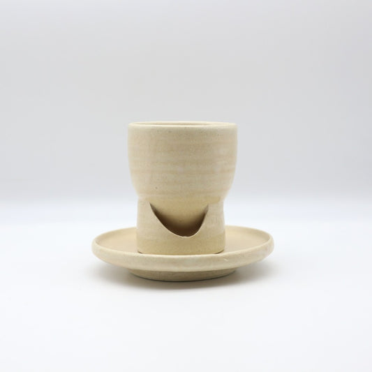 【小峰尚】白台付コーヒーカップ&ソーサー