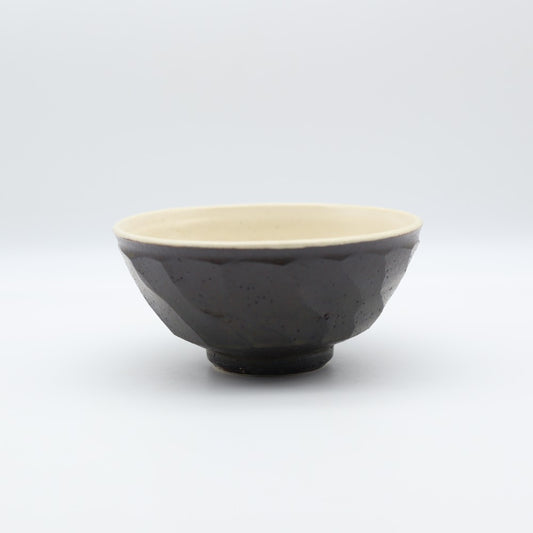 【小峰尚】黒釉面取飯碗 大