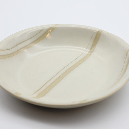 【萩原芳典】糠釉抜文楕円皿 小