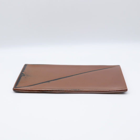 【萩原芳典】柿釉長方プレート