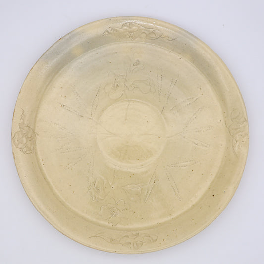 饗庭孝昌 花文プレート 別角度 - 丸皿 | 益子焼 陶庫