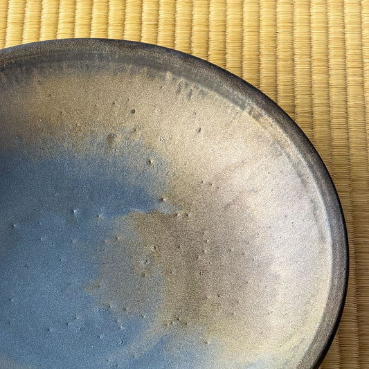 【萩原芳典】黒マット釉大皿