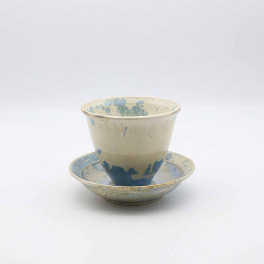 三田和実 煎茶カップ&ソーサー 青 - カップ・湯呑・猪口 | 益子焼 陶庫