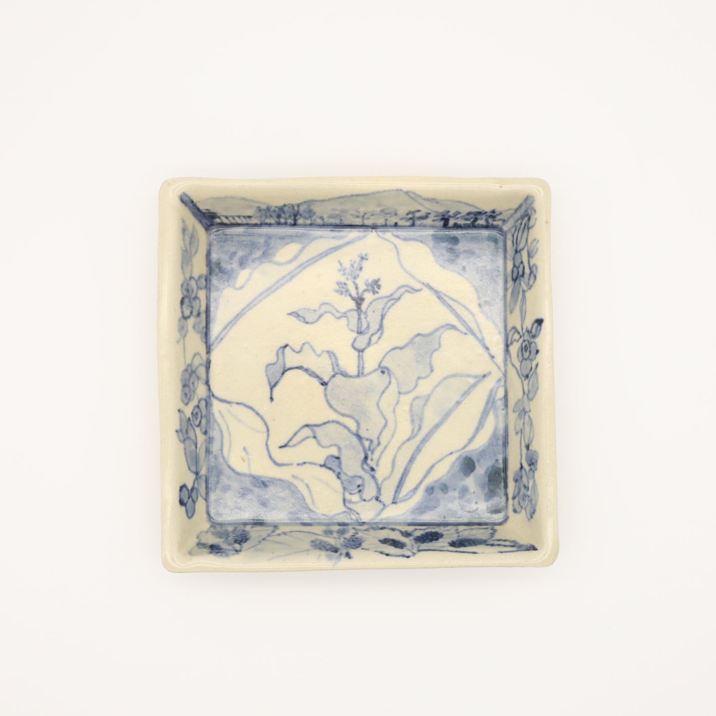 【饗庭孝昌】呉須絵角皿