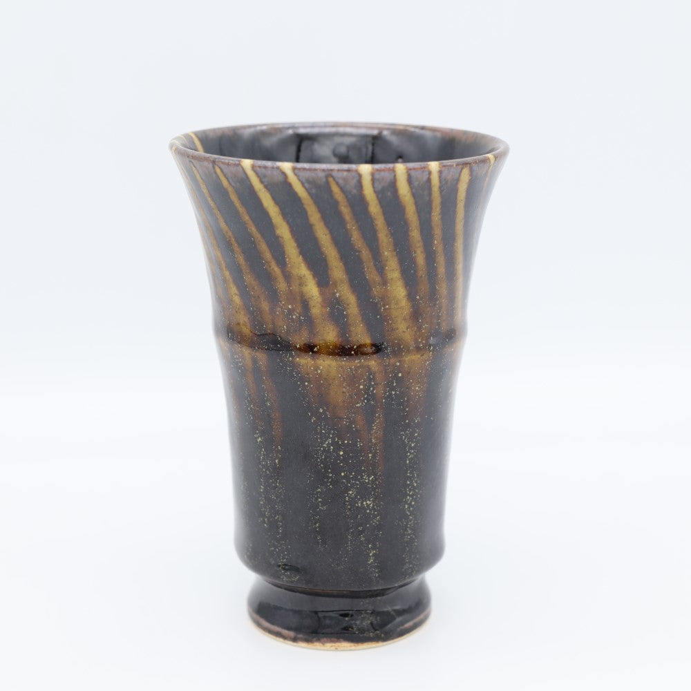 [Yoshinori Hagiwara] Black glaze line design free cup