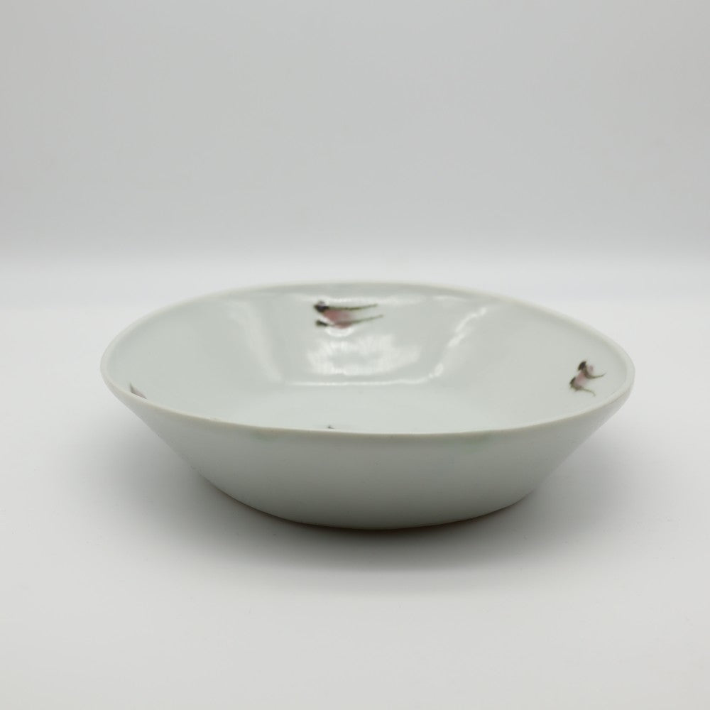 [Saito Osamu] Copper-painted oval bowl with camellia design
