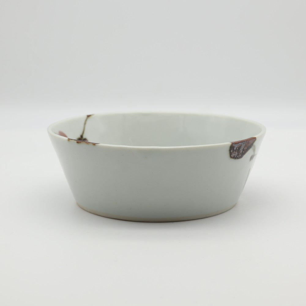 [Saito Osamu] Copper-painted round bowl with camellia design