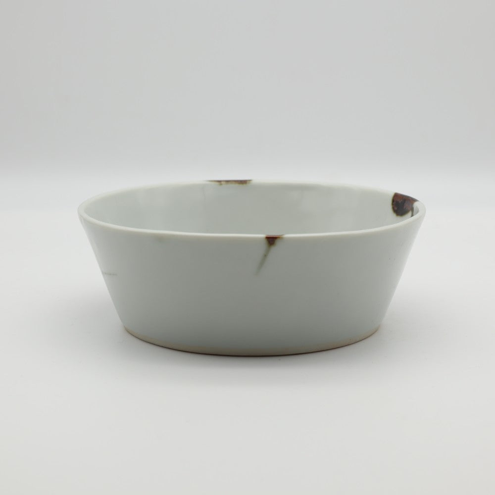 [Saito Osamu] Copper-painted round bowl with camellia design