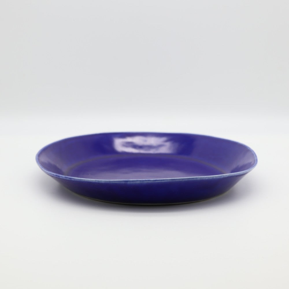 [Saito Osamu] Blue glazed oval plate