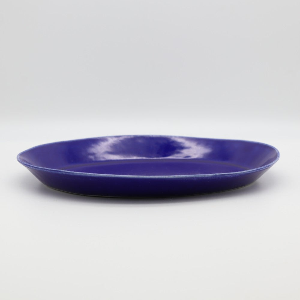 [Saito Osamu] Blue glazed oval plate