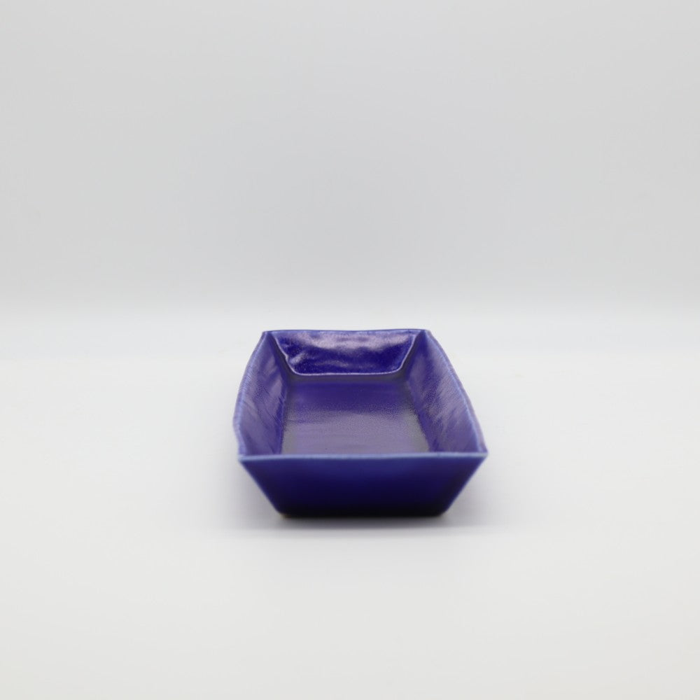 [Osamu Saito] Blue glaze rectangular plate