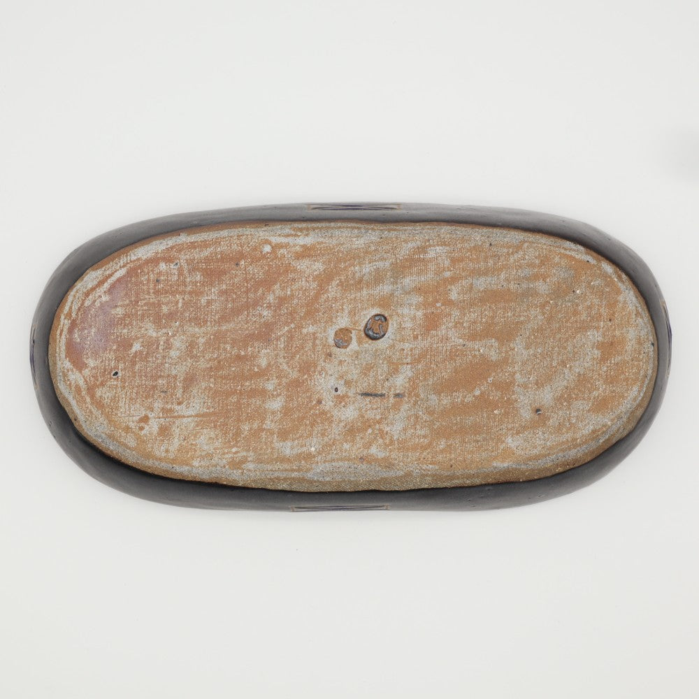 [Saito Osamu] Black glazed oval bowl
