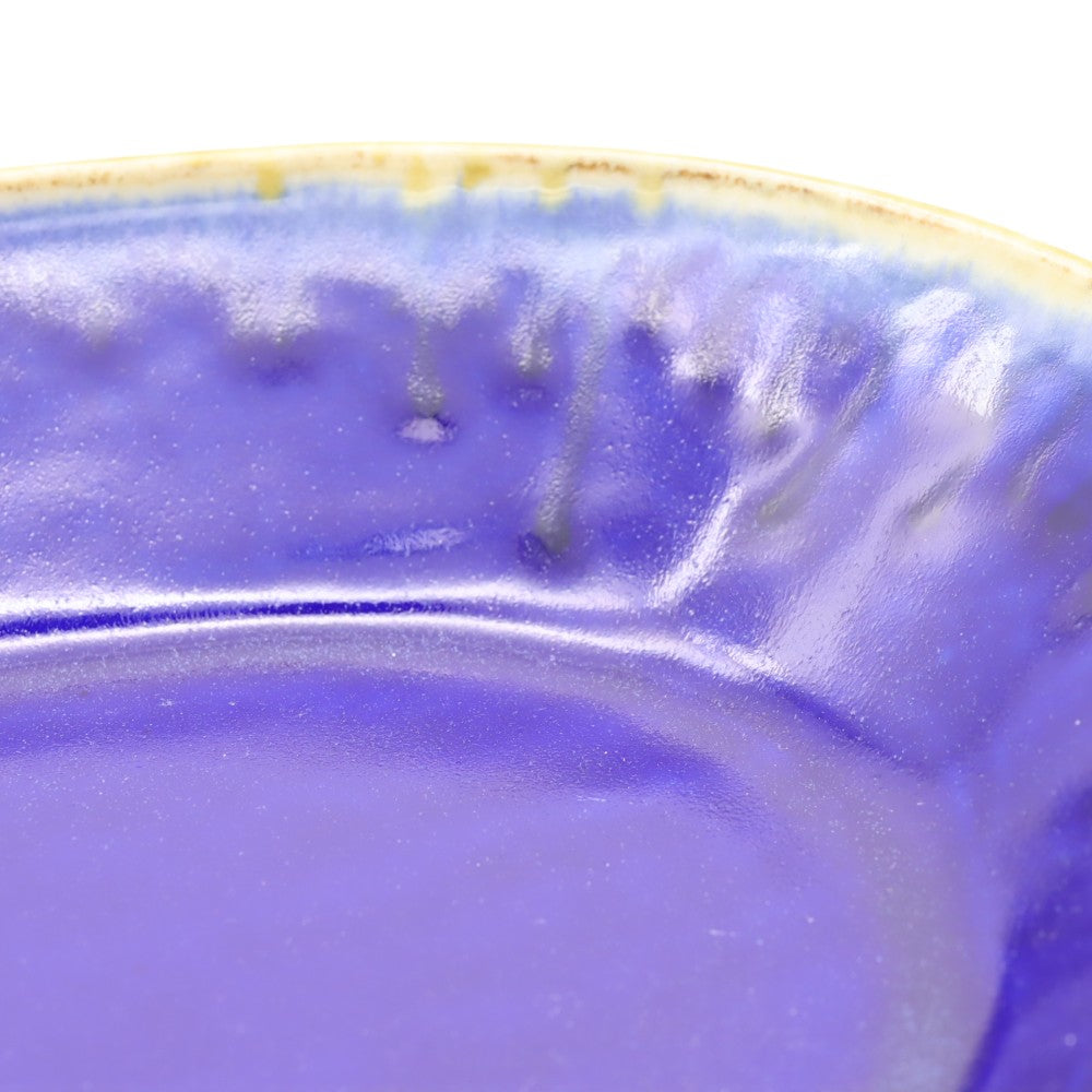 [Saito Osamu] Blue glazed oval bowl
