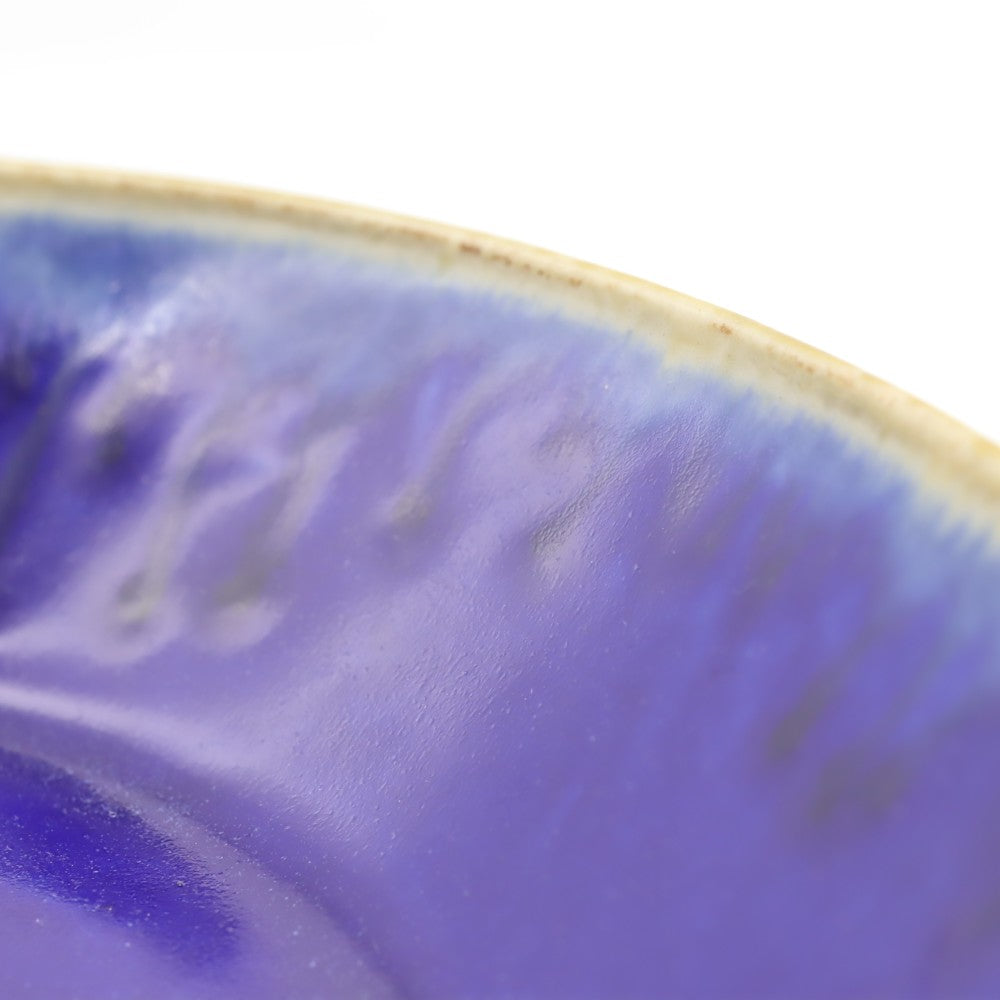 [Saito Osamu] Blue glazed oval bowl