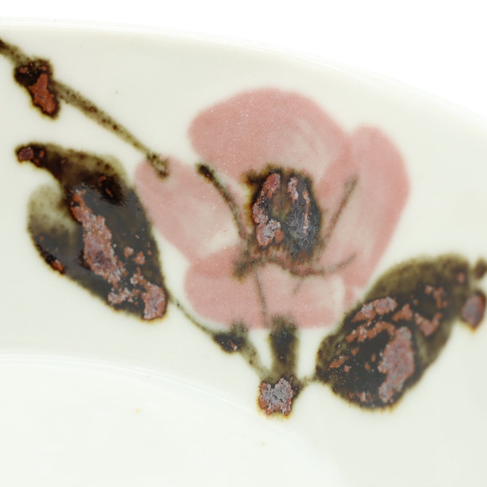 [Saito Osamu] Copper-painted round bowl with camellia design