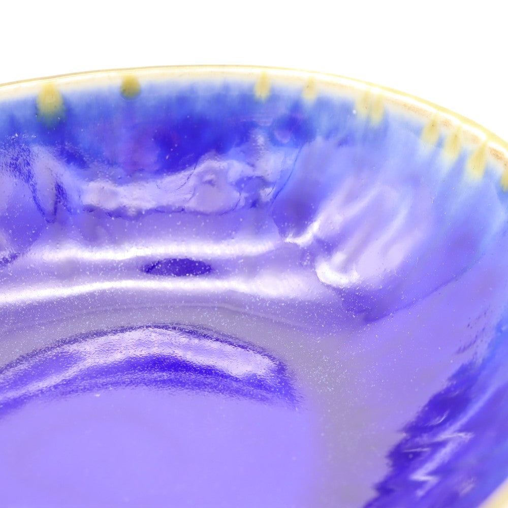[Saito Osamu] Blue glazed oval bowl