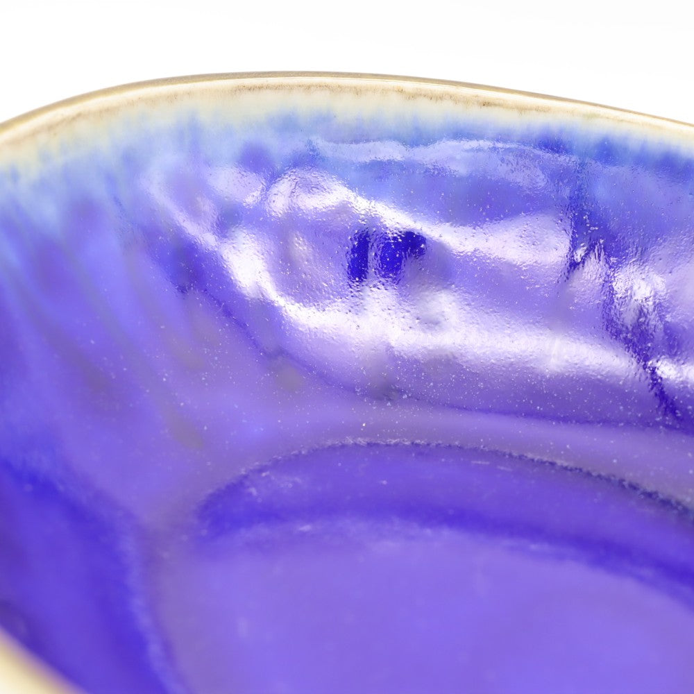 [Saito Osamu] Blue glazed oval bowl