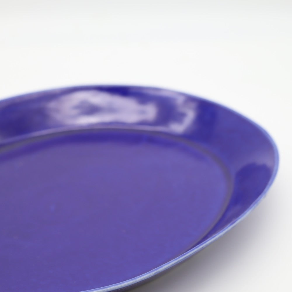 [Saito Osamu] Blue glazed oval plate