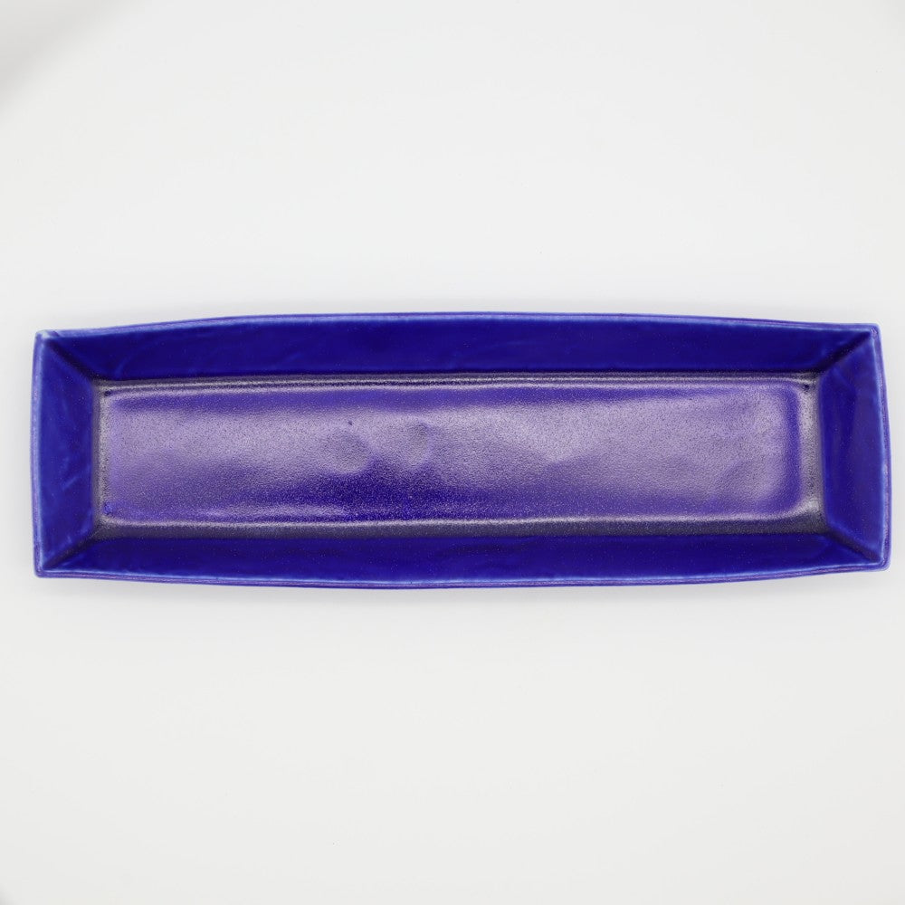 [Osamu Saito] Blue glaze rectangular plate