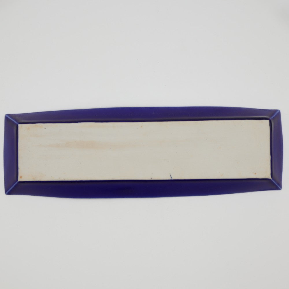 [Osamu Saito] Blue glaze rectangular plate