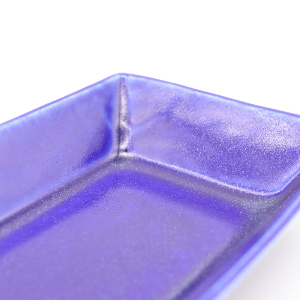 [Osamu Saito] Blue glaze rectangular plate