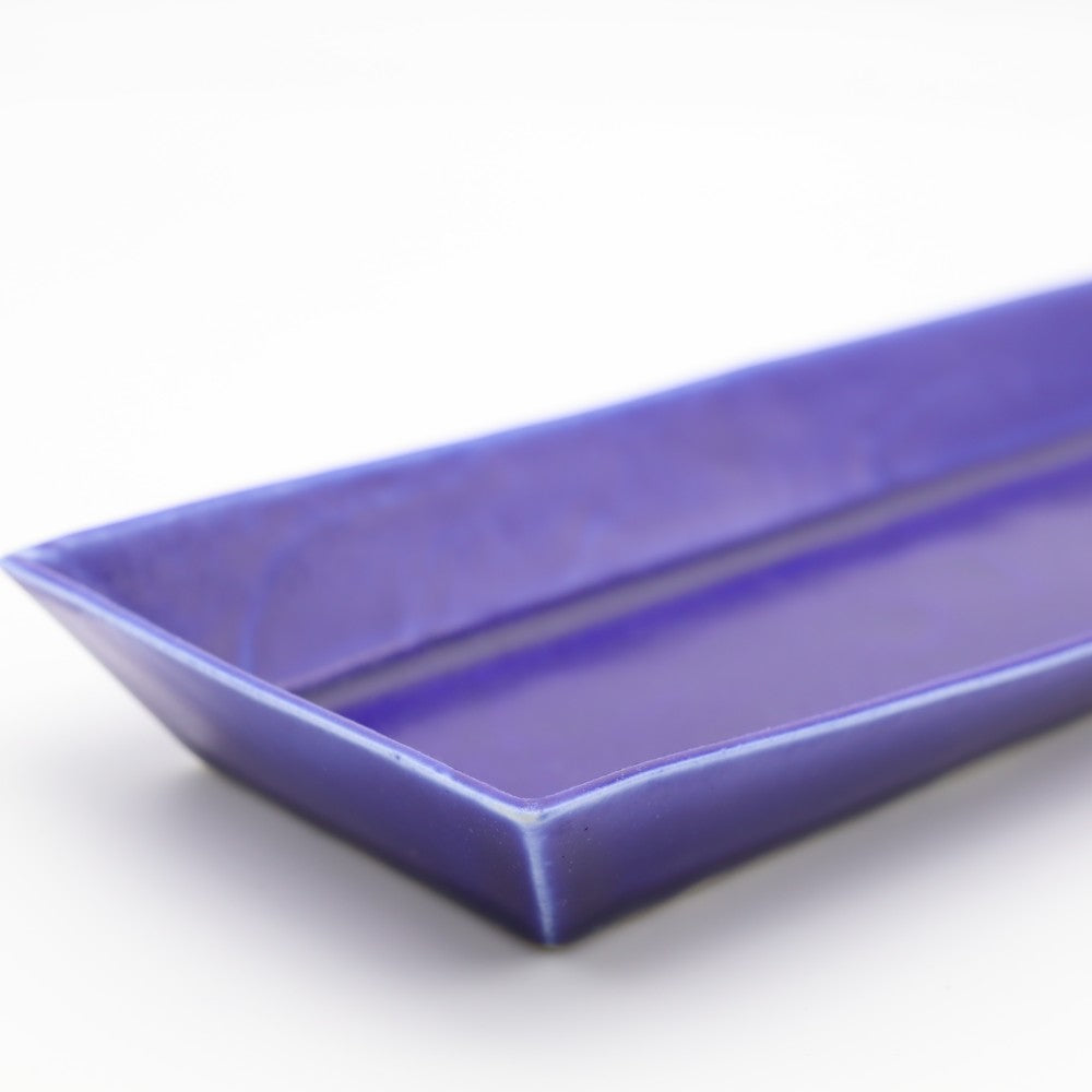 [Osamu Saito] Blue glaze rectangular plate