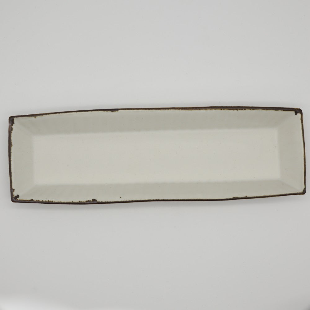 [Saito Osamu] White porcelain rectangular plate