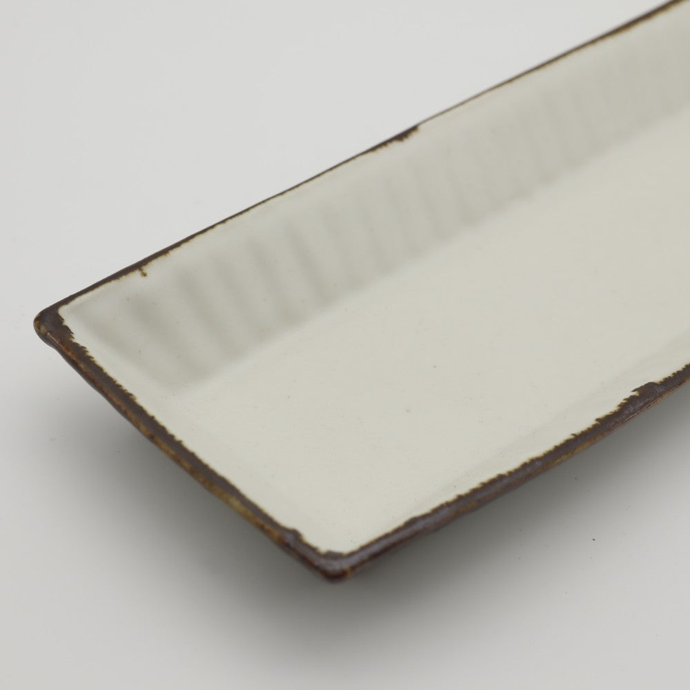 [Saito Osamu] White porcelain rectangular plate