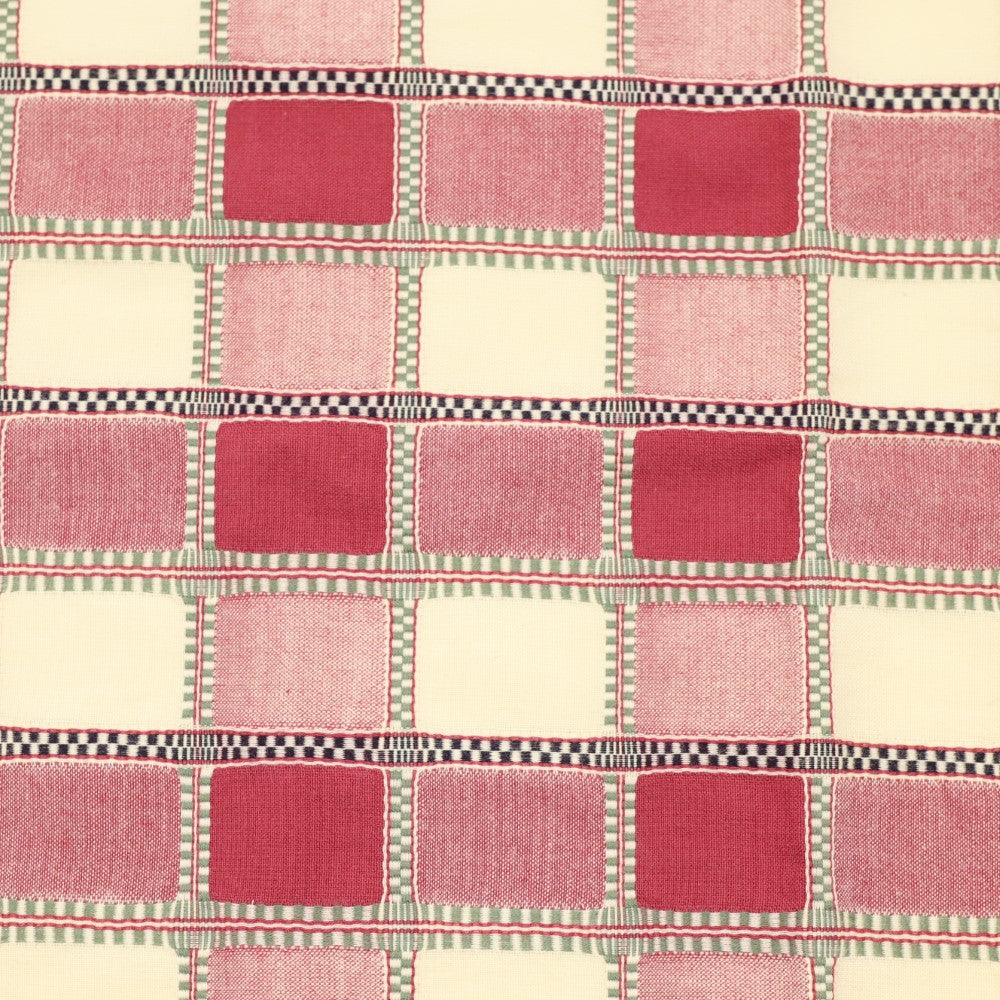 Sanwa Orimono Willow Grid Cloth, Dark Red