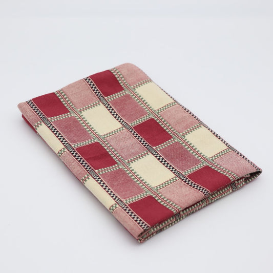Sanwa Orimono Willow Grid Cloth, Dark Red
