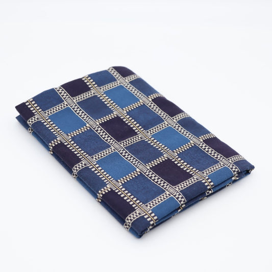 [Sanwa Orimono] Willow plaid cloth, navy blue