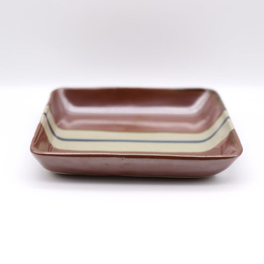 [Masataka Otsuka] Persimmon glazed square bowl, large
