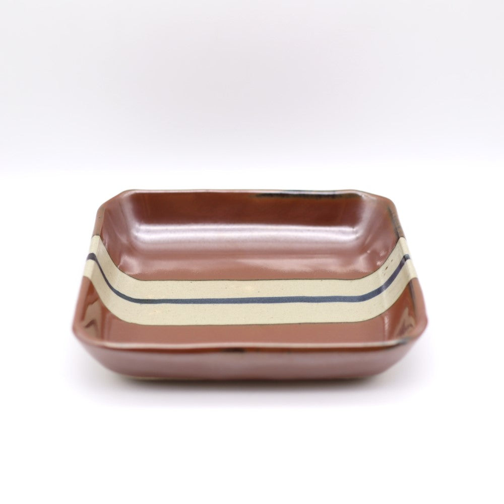 [Masataka Otsuka] Persimmon glazed square bowl, small