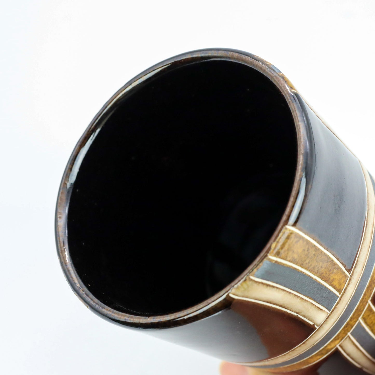 [Mukaiyama Fumiya] Inlaid glaze with striped pattern free cup