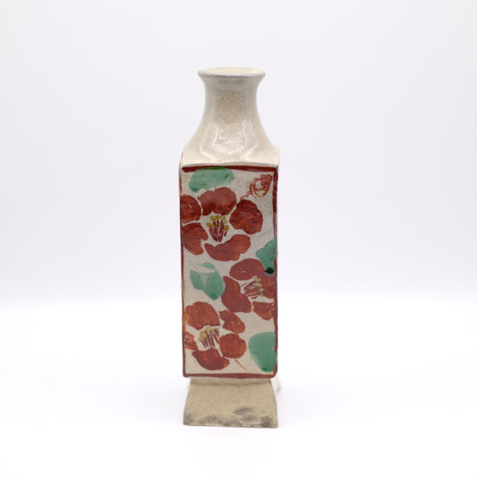 [Aiba Takamasa] Square bottle with red camellia design
