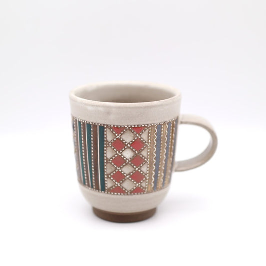 [Mukaiyama Fumiya] Inlaid Glazed Mado Design Mug, White