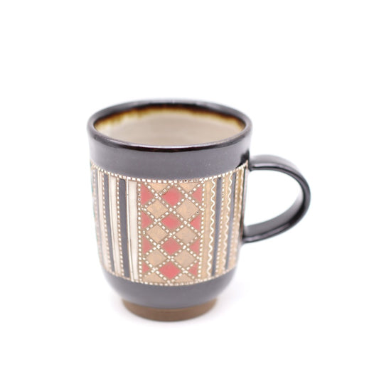 [Mukaiyama Fumiya] Inlaid Glazed Mado Design Mug, Black