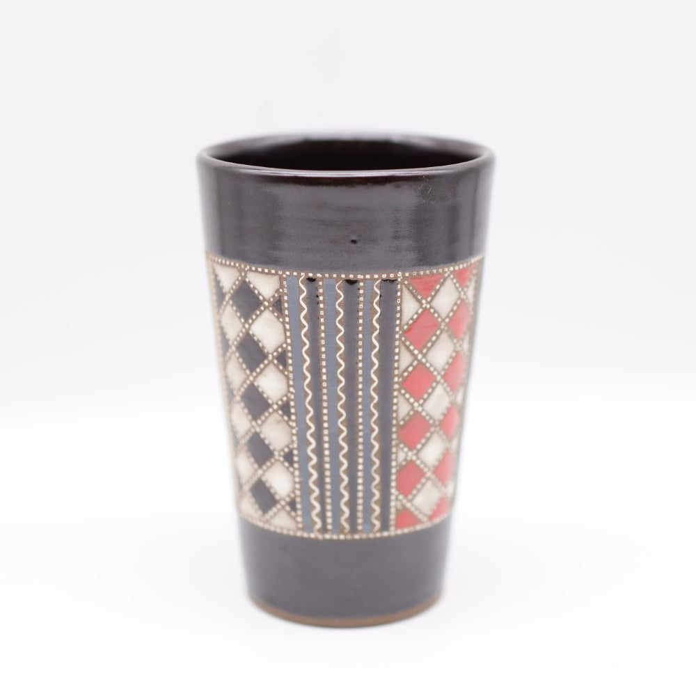 [Mukaiyama Fumiya] Inlaid Glazed Mado Design Free Cup Black