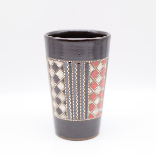 [Mukaiyama Fumiya] Inlaid Glazed Mado Design Free Cup Black