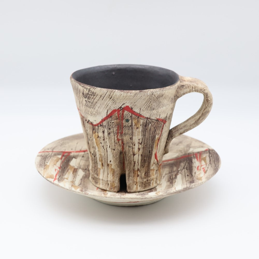 [Numano Hideaki] Carved Sound Cup &amp; Saucer