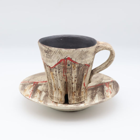 [Numano Hideaki] Carved Sound Cup &amp; Saucer