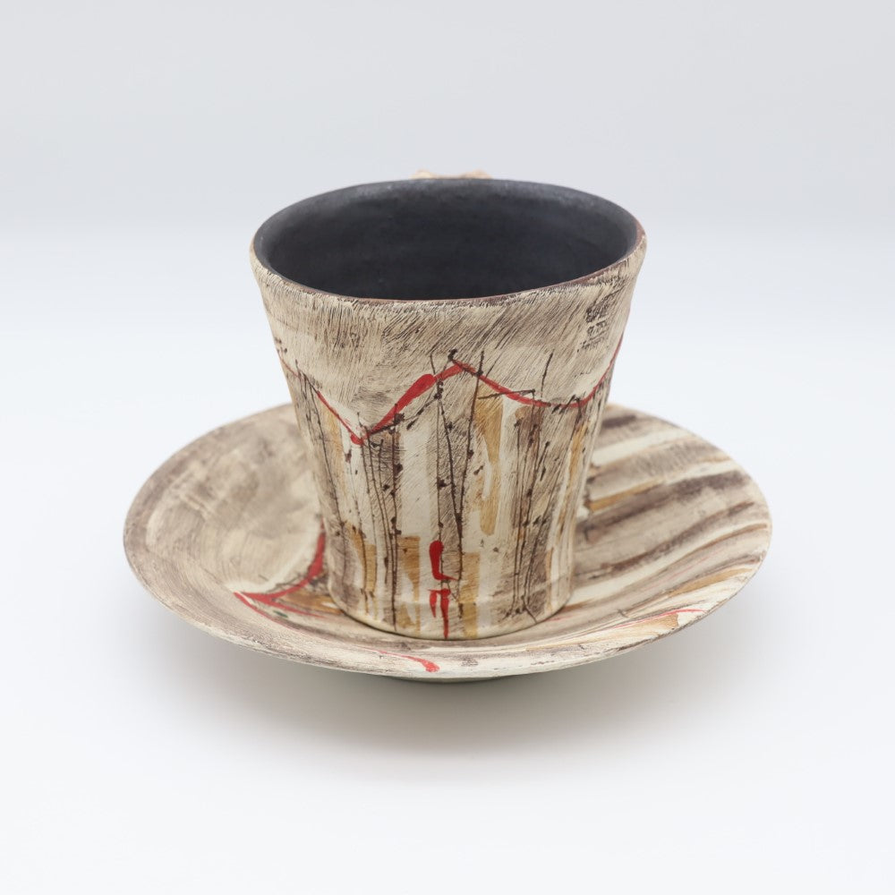 [Numano Hideaki] Carved Sound Cup &amp; Saucer