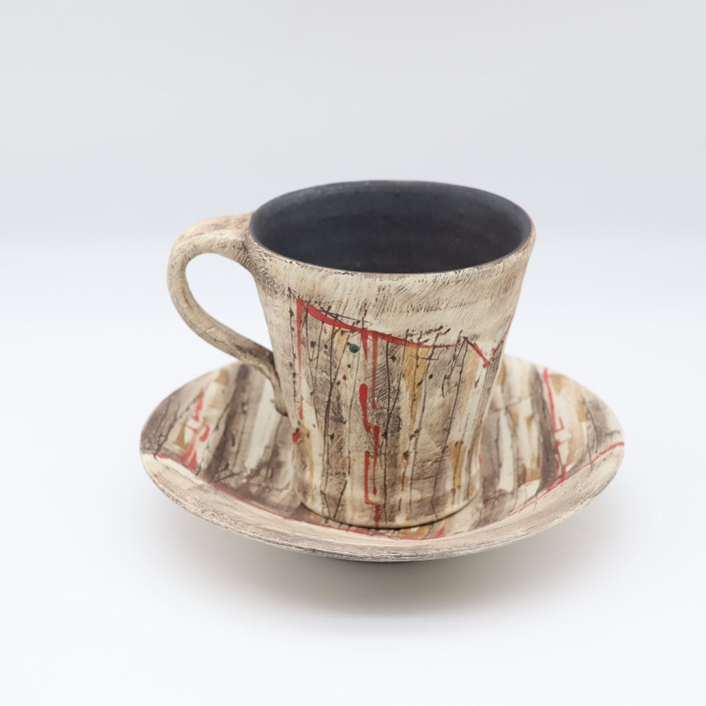 [Numano Hideaki] Carved Sound Cup &amp; Saucer