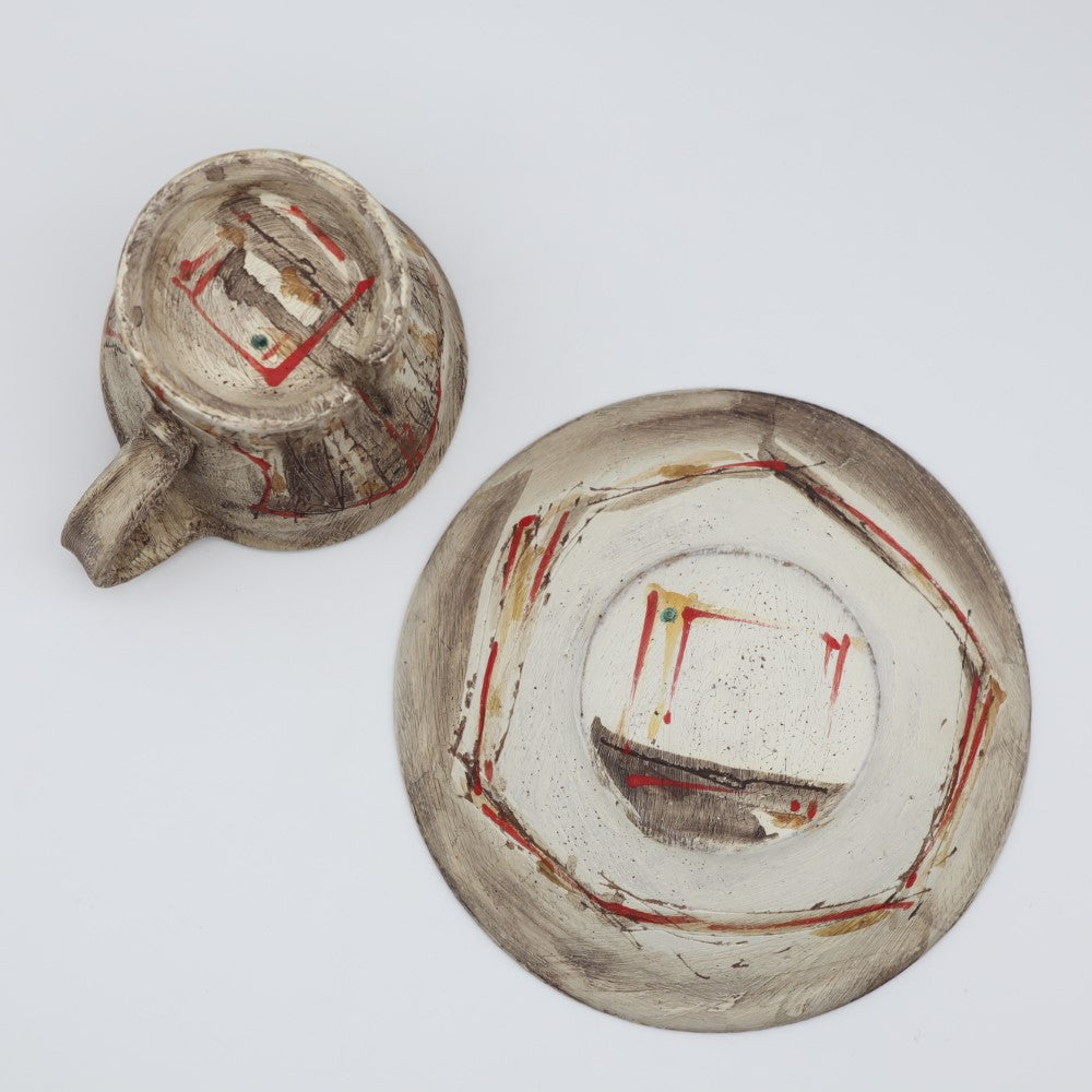 [Numano Hideaki] Carved Sound Cup &amp; Saucer