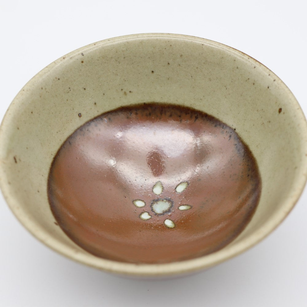 [Hagiwara Yoshinori] Persimmon glaze rice bowl