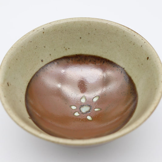 [Hagiwara Yoshinori] Persimmon glaze rice bowl