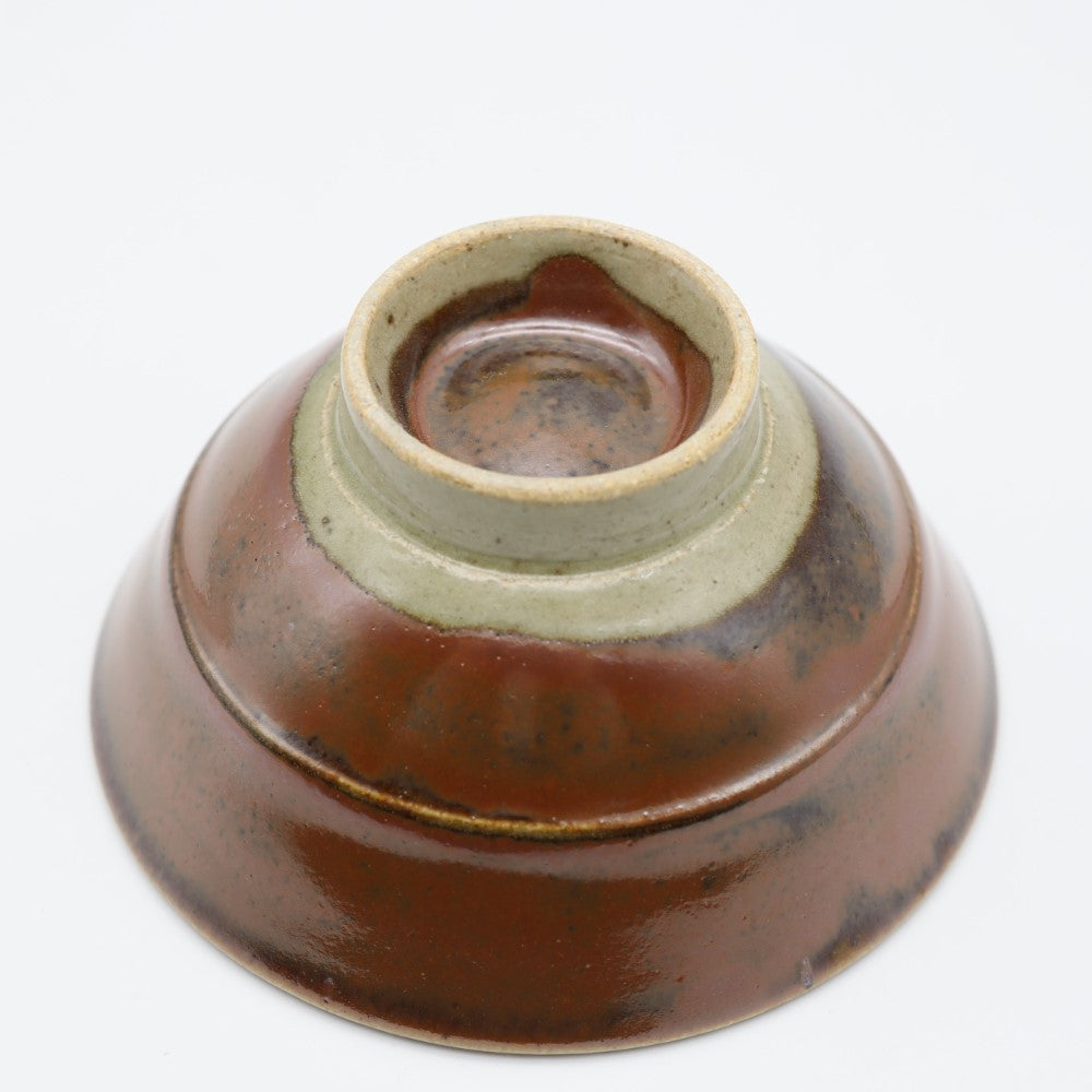 [Hagiwara Yoshinori] Persimmon glaze rice bowl