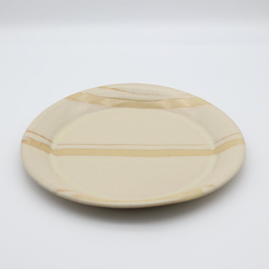 [Hagiwara Yoshinori] White glazed round plate with cutout pattern